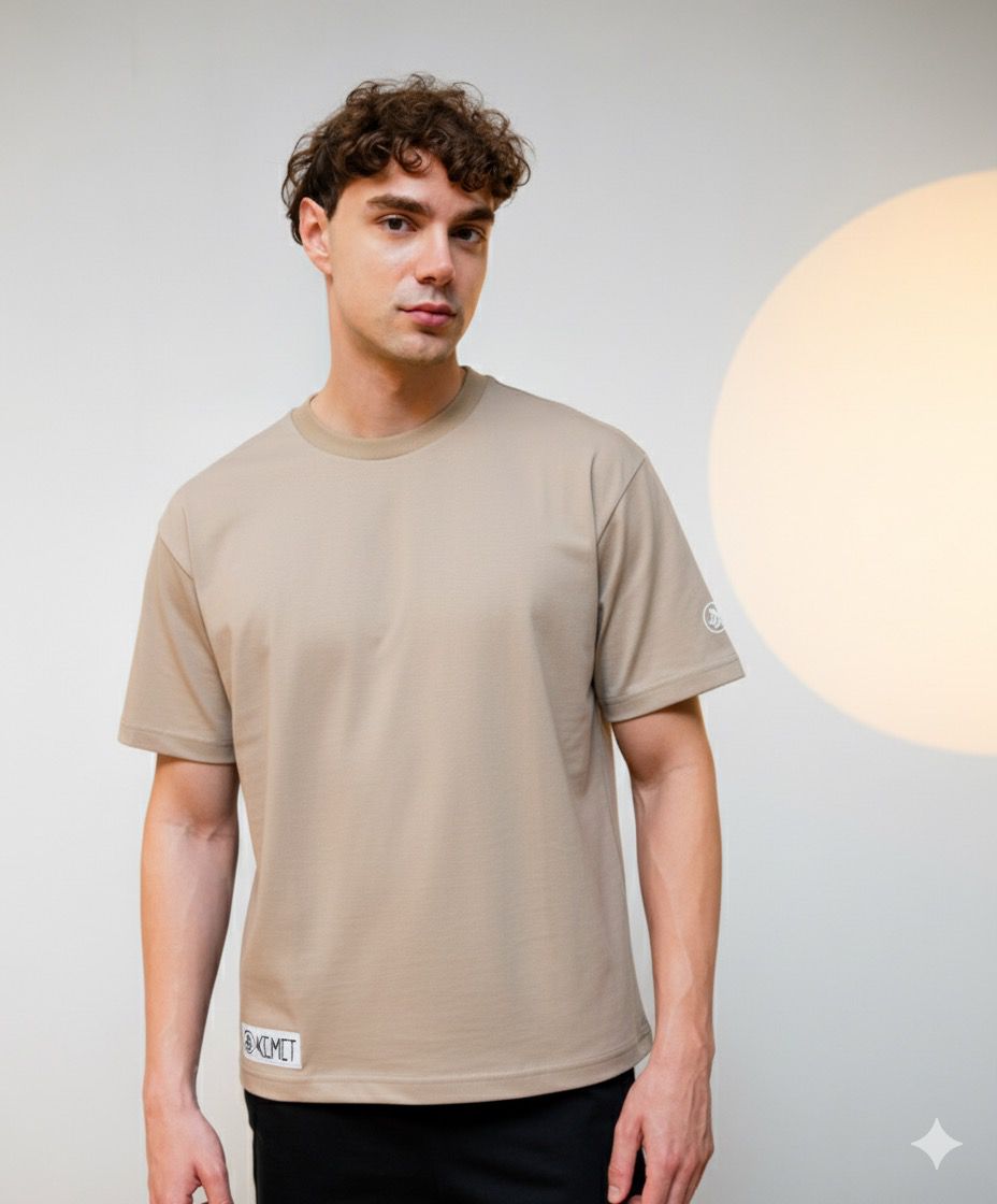 DARK SOIL | Oversized Basic T-shirt in Cotton Beige