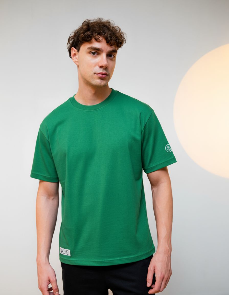 DARK SOIL | Oversized Basic T-shirt in Cotton Green
