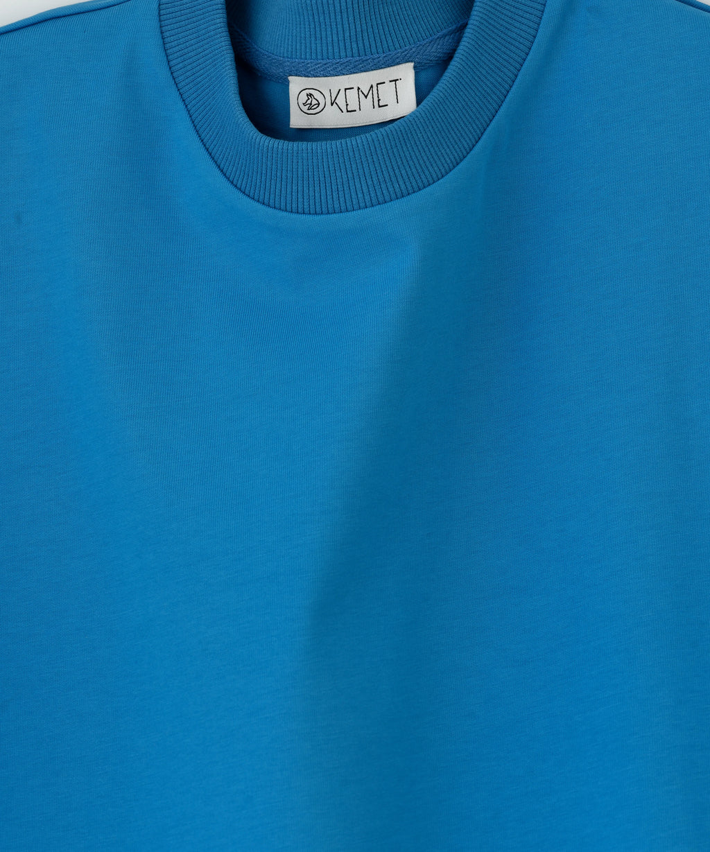 DARK SOIL | Oversized Basic T-shirt in Cotton Cerulean Blue