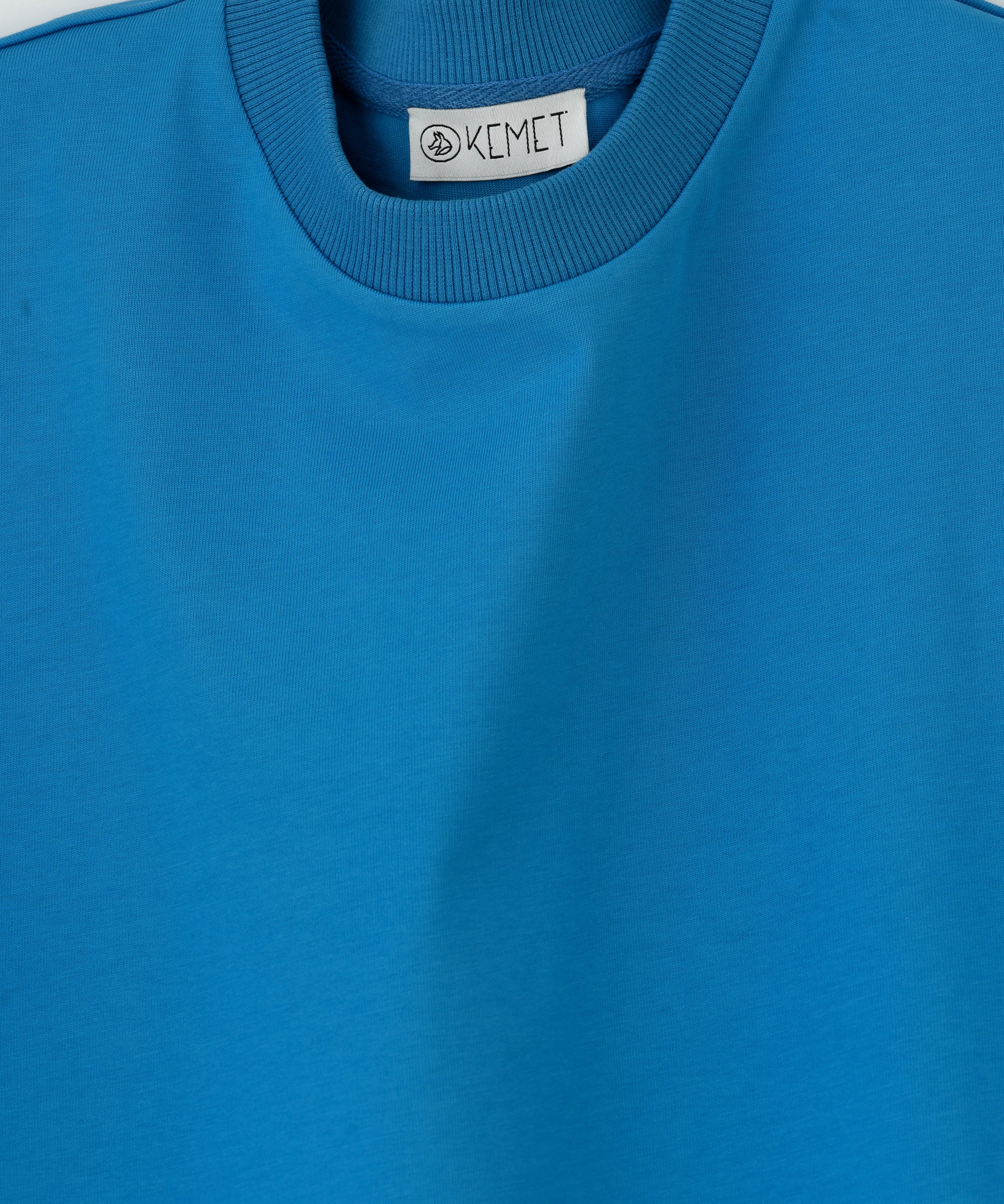 DARK SOIL | Oversized Basic T-shirt in Cotton Cerulean Blue